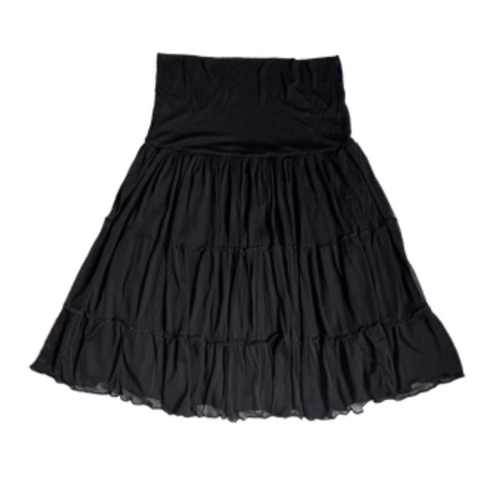 Elegant Black Women's Tiered Skirt Size L
